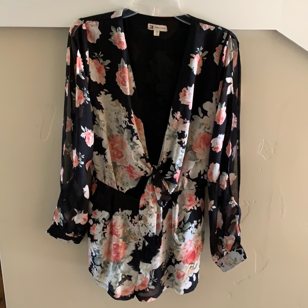 Floral Silky Romper, Size M